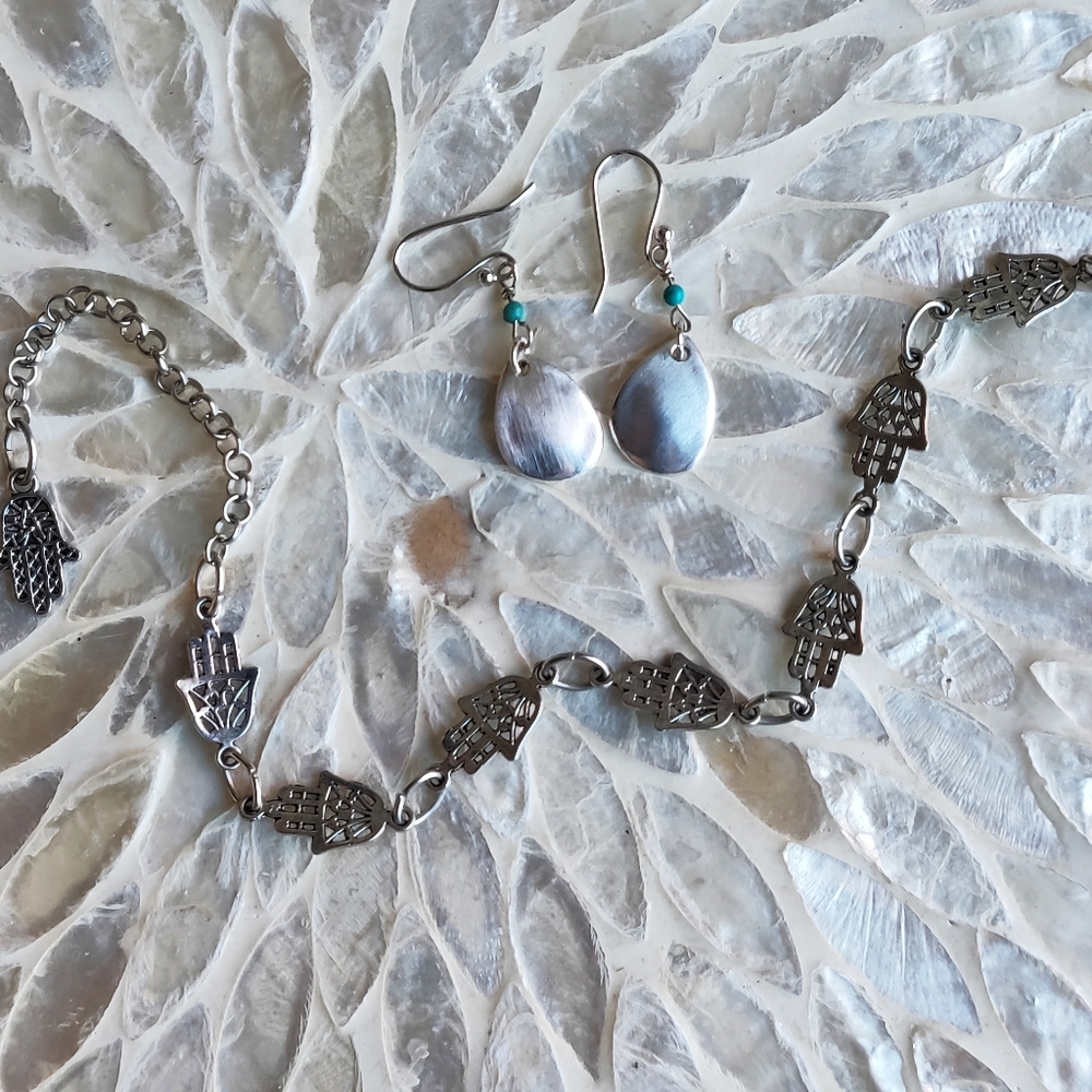 New Hamsa Anklet/Bracelet+ Earrings.